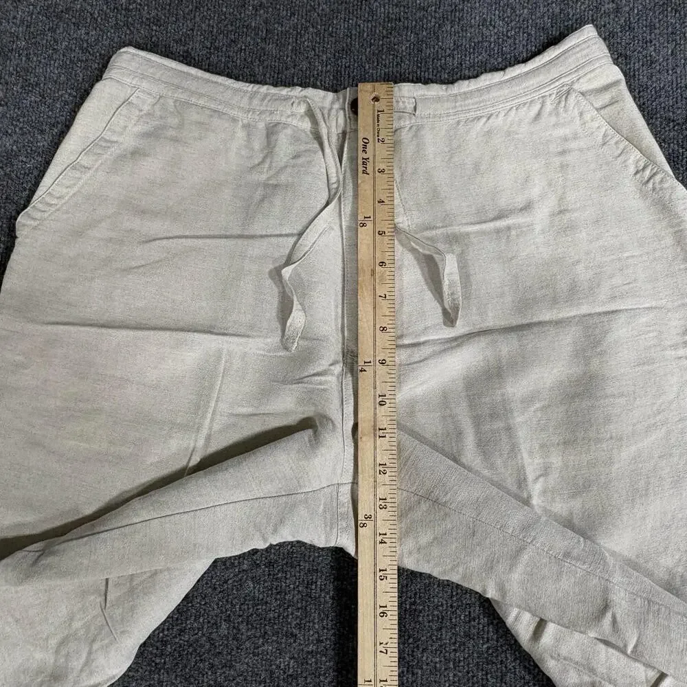 Cubavera Pants Mens 32x26 Beige Linen Blend Drawstring Elastic Waist Casual